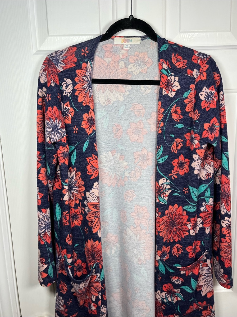 LuLaRoe Floral Duster Cardigan Size Medium - Picture 3 of 16